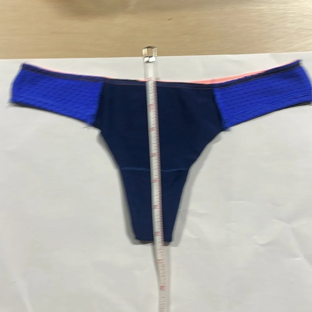 Victoria's Secret PINK Blue and Pink Thong Underwear Panties‎ P043 XS